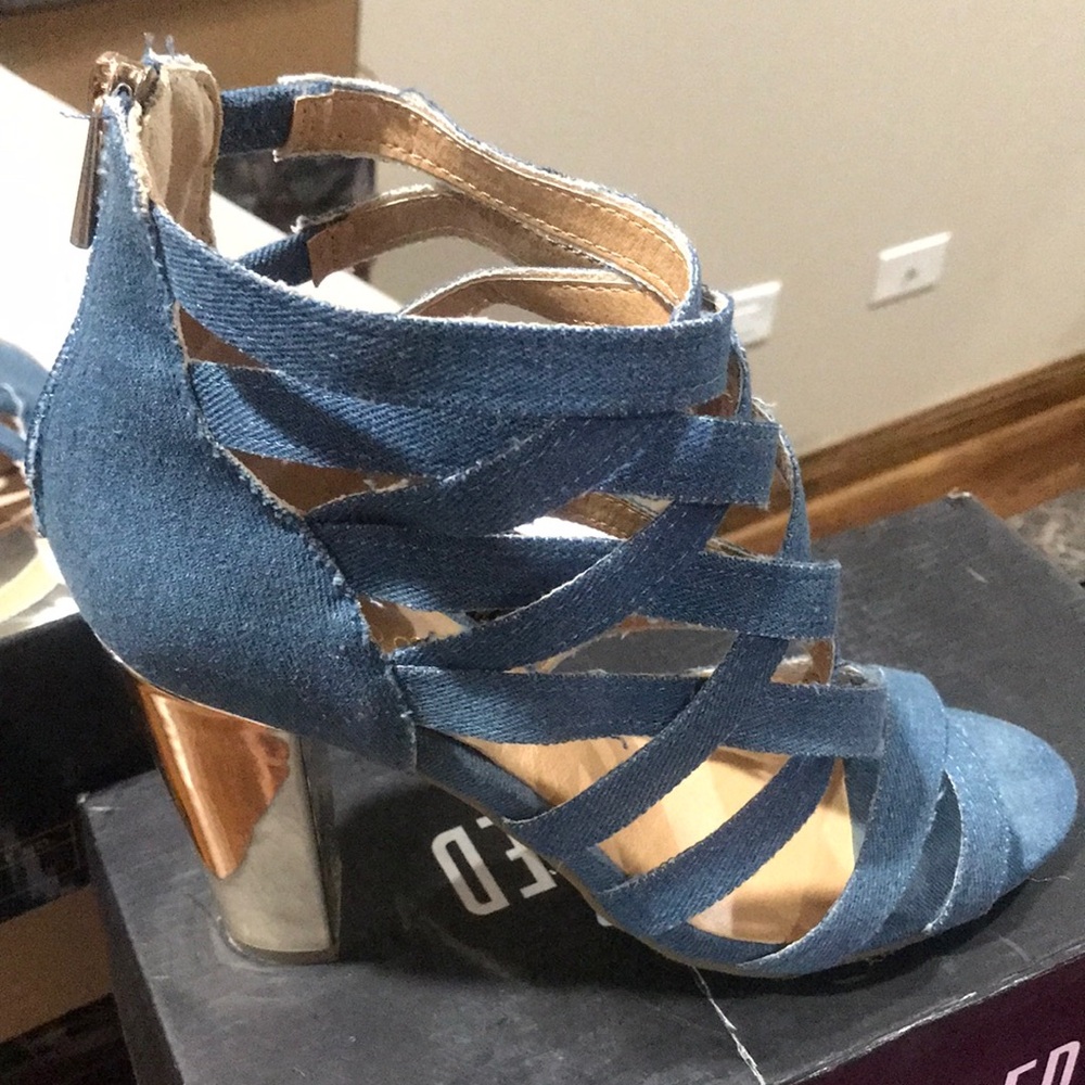 Blue Strappy Heeled Sandals
